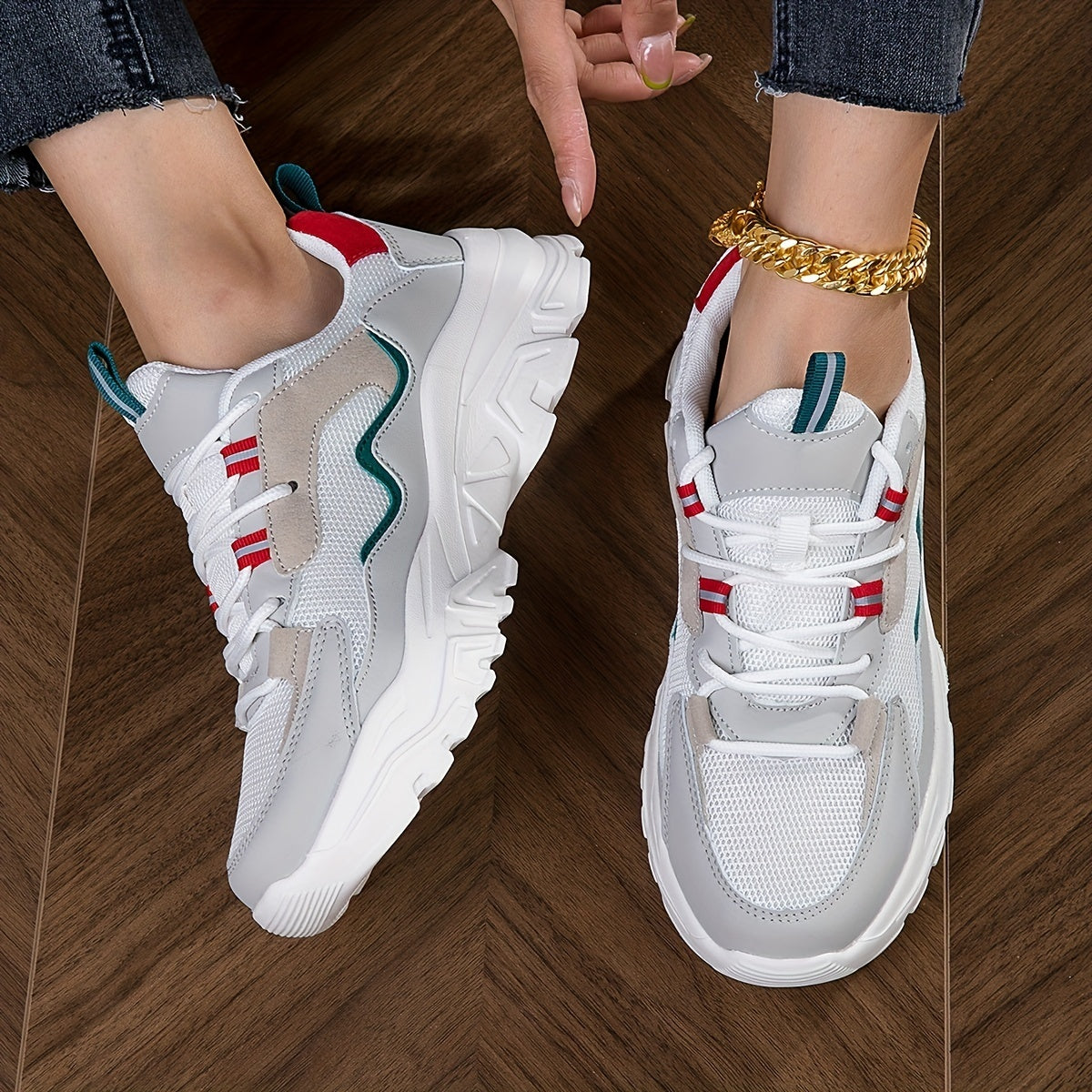 Breathable Mesh Sneakers Low Top Lace Up Shoes Anti-skid