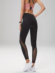 Mesh Contrast Workout Leggings For Women High Stretch Yoga Gym