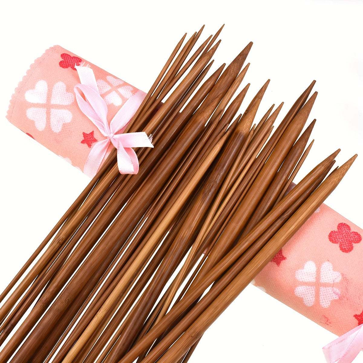 36pcs Bamboo Knitting Needles Set With Case Single Pointed Knitting Needles