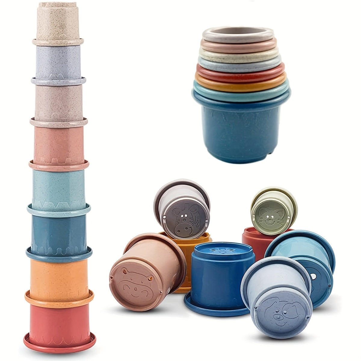 Kids Stacking Cup Toy Set - 8pcs Building Blocks for 1-3 Year Olds