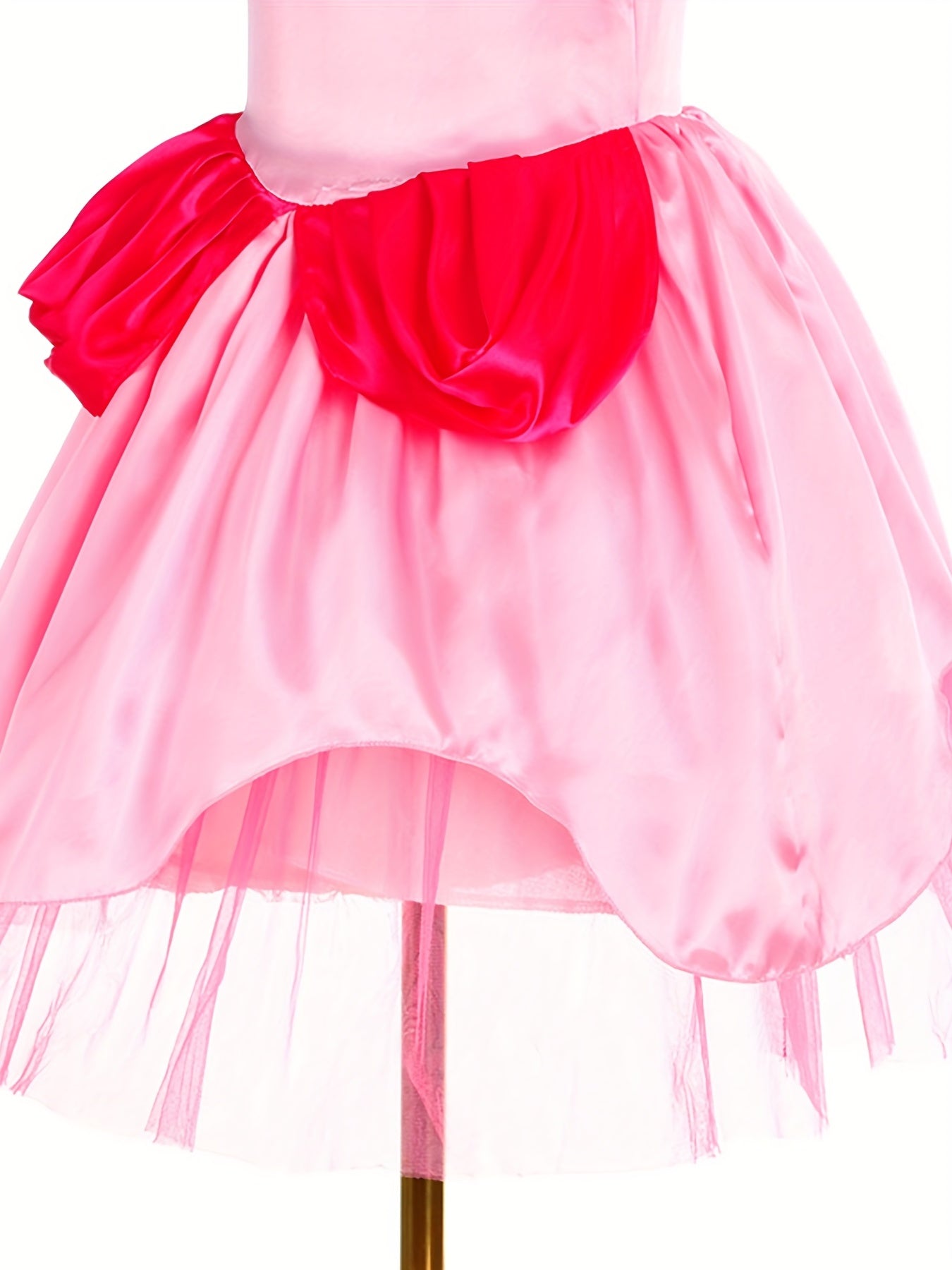 Girls Princess Dress Puff Sleeve Tulle Ruffle Cosplay Performance Dress