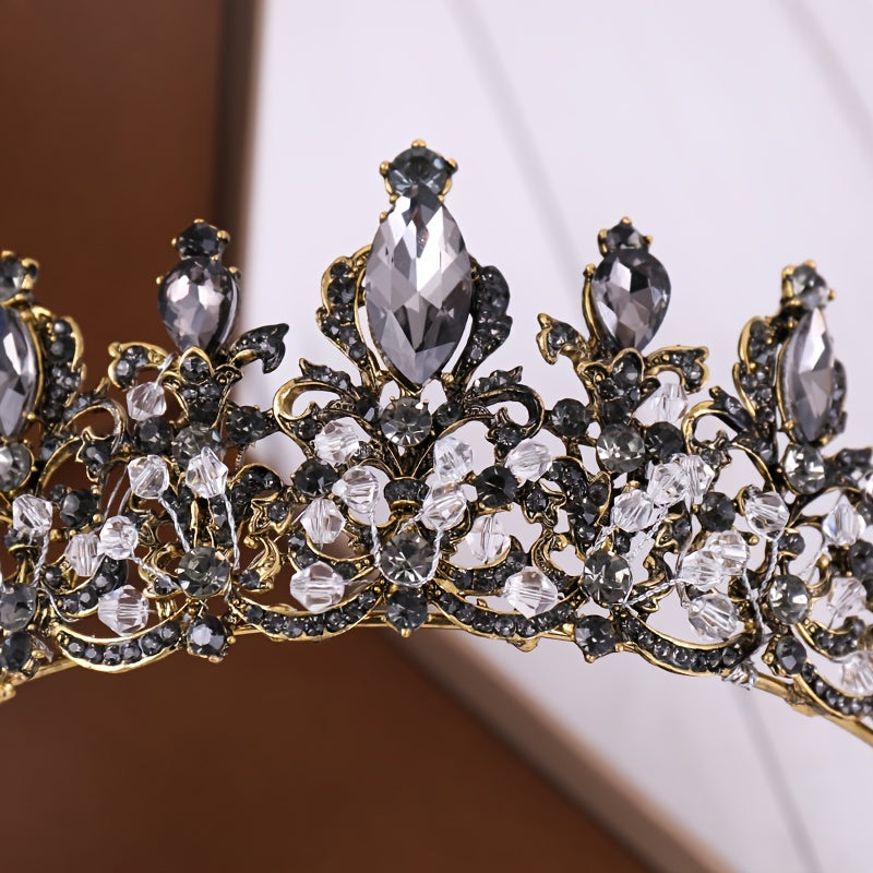 Vintage Rhinestone Crown Tiara Princess Birthday Cosplay Baroque Hair Accessory