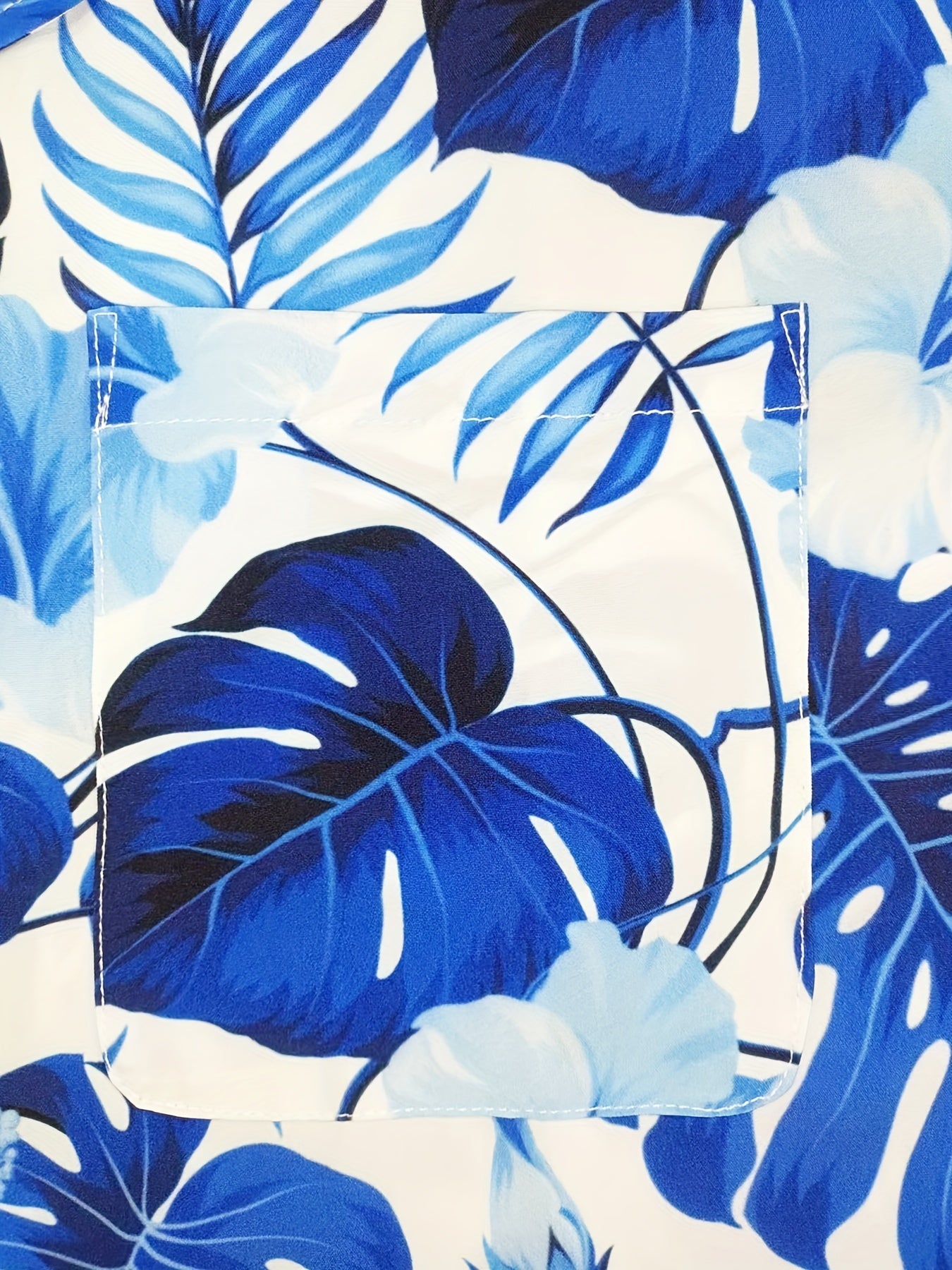 Tropical Leaf Print Men's Hawaiian Shirt Casual Short Sleeve Summer Vacation Top