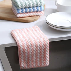 Coral Velvet Dishcloth Absorbs Water Scouring Pad Cleaning Towel Kitchen
