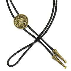 Bronze Metal Collar Rope Necklace Necktie Vintage Western Cowboy Shirt Accessori