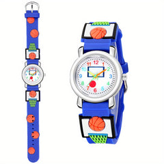 3D Embossed Children's Watch Basketball Pattern Sports Watch
