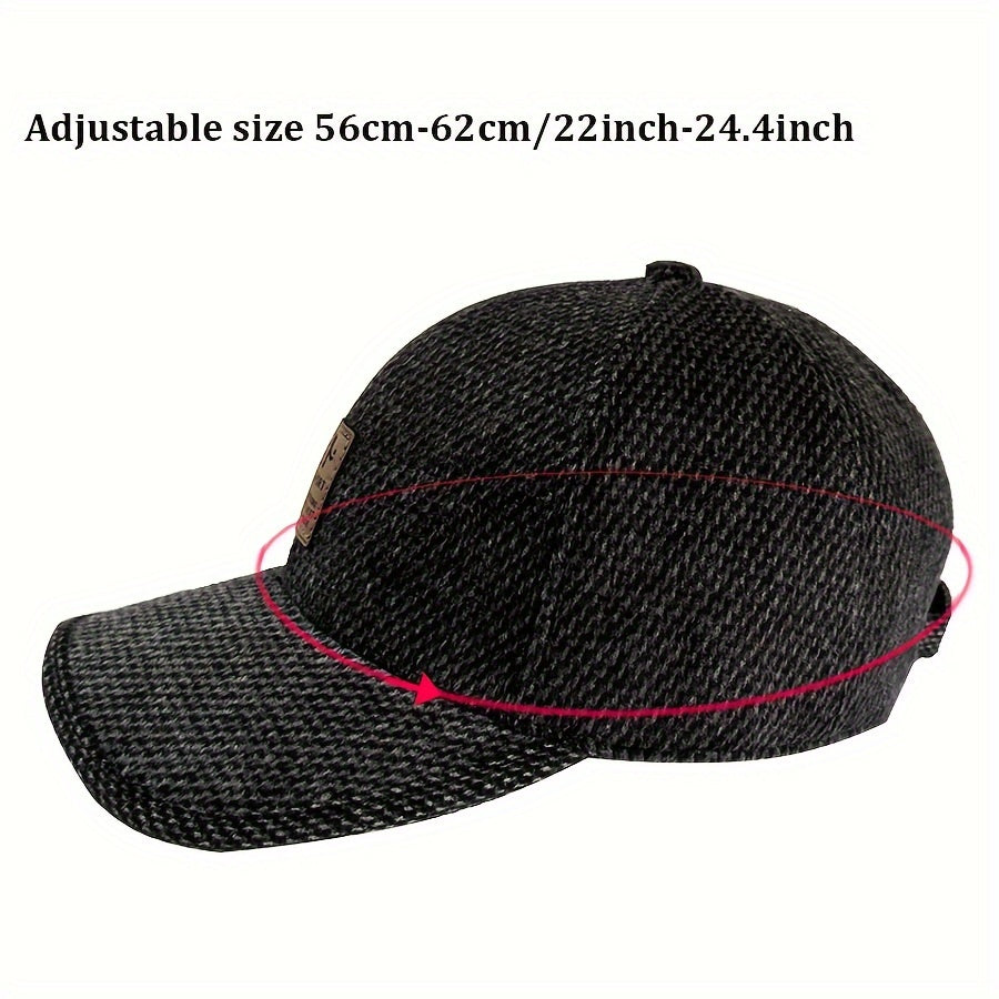 Men's Coldproof Baseball Cap with Ear Flap, Adjustable Outdoor Sports Hat