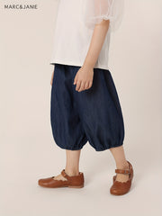 MARC&JANIE Girls' Denim Bow Front Baggy Cropped Trousers for Summer