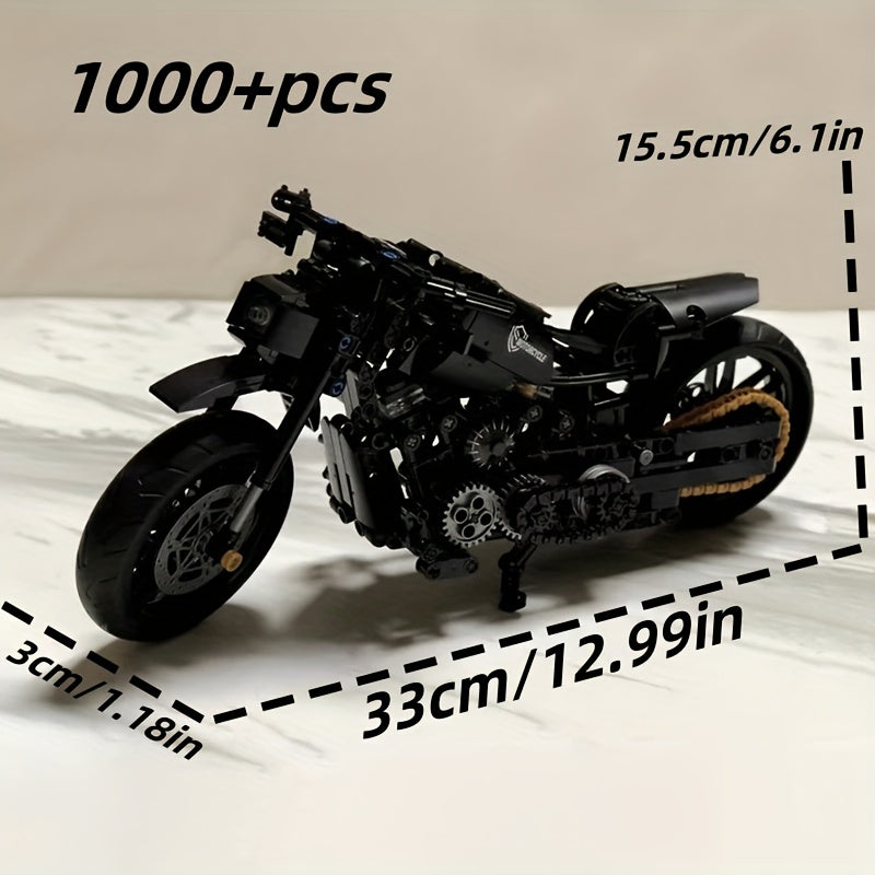 1000 pcs Retro Motorcycle Building Block Set Adult DIY Model Kit
