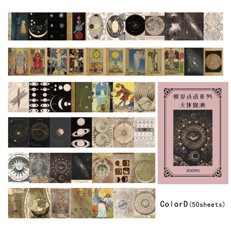 50 Sheets Mini Vintage Scrapbook Paper for Bullet Journals Planners
