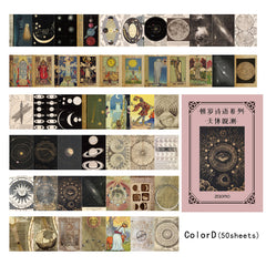 50 Sheets Mini Vintage Scrapbook Paper for Bullet Journals Planners