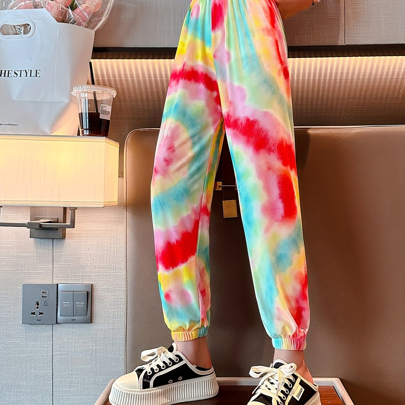 Girls Tie Dye Joggers High Waist Loose Sport Pants