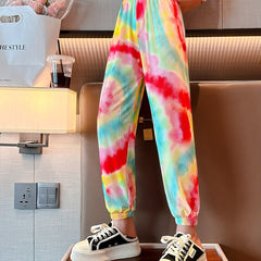 Girls Tie Dye Joggers High Waist Loose Sport Pants