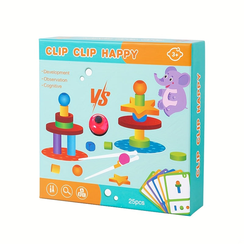 Clip Clip Happy Shape & Matching Wooden Toy for Kids