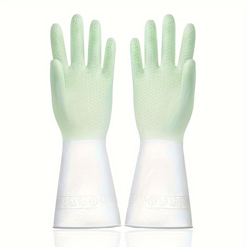 2pcs Set Kitchen Dish Washing Gloves PVC Rubber Silicone Latex