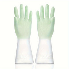 2pcs Set Kitchen Dish Washing Gloves PVC Rubber Silicone Latex