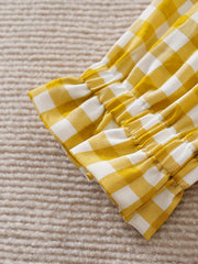 Yellow Plaid Girls Ruffle Trousers Toddler Pants