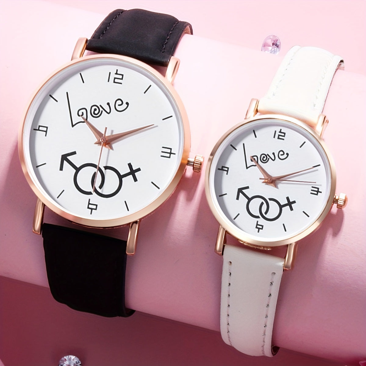 Love Couple Digital Quartz Watches PU Leather Strap