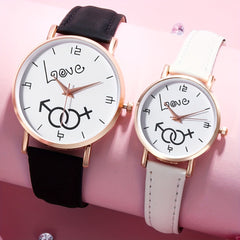 Love Couple Digital Quartz Watches PU Leather Strap
