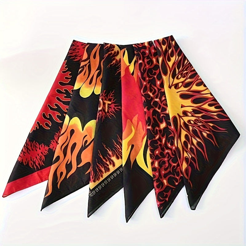 Flame Print Bandana Hip Hop Square Scarf Cowboy Cowgirl Headband