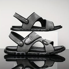 Men's Solid Open Toe Strap Sandals Rubber Sole Anti-skid Slip-On