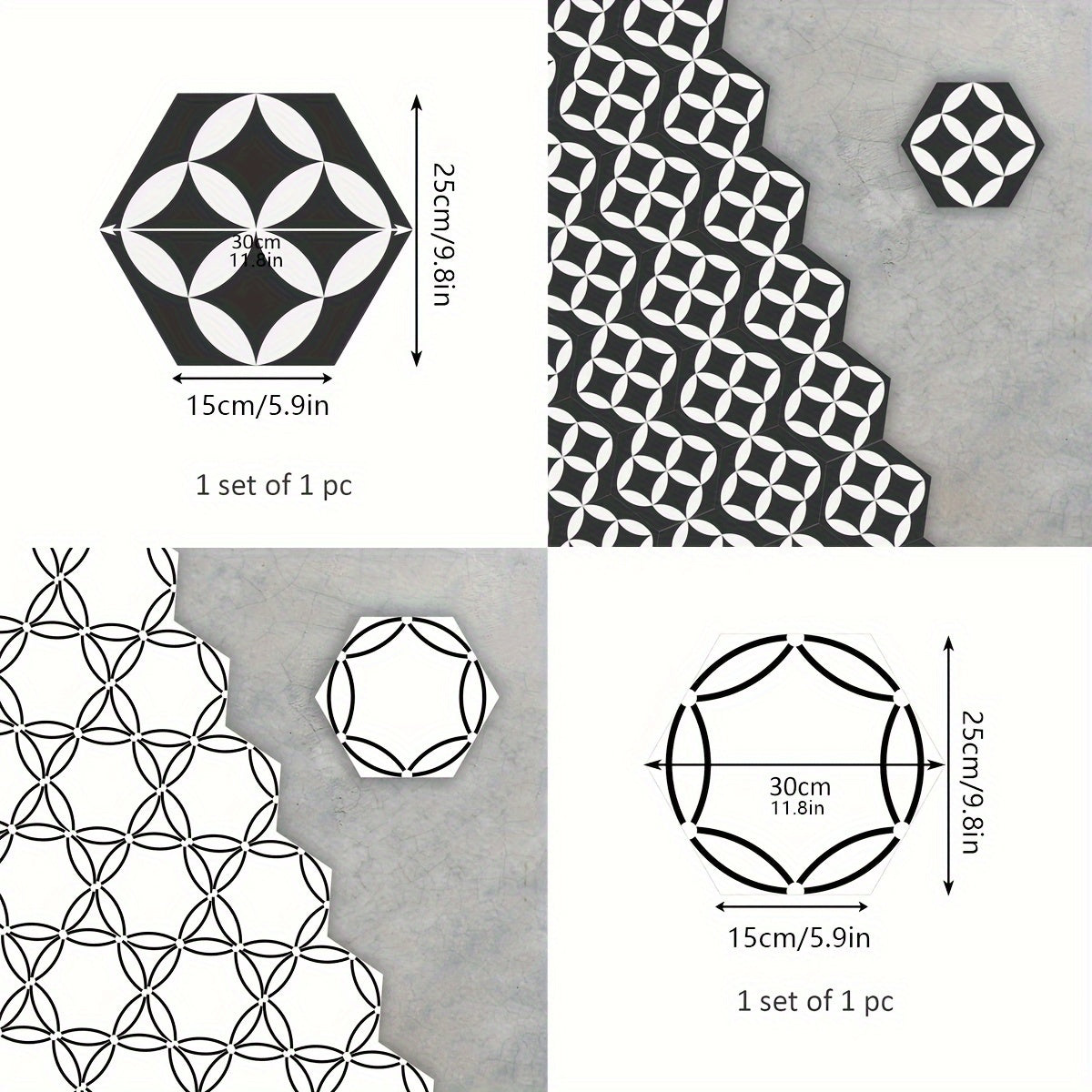 1pc Peel And Stick Floor Tile Hexagonal Vinyl Floor Sticker