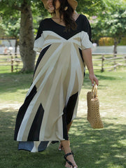 Geometric Print V-Neck Cover Up Dress