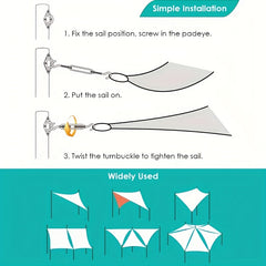 40pcs Stainless Steel Sun Shade Sail Hardware Kit for Installation Patio Lawn