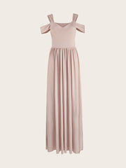 Sexy Off Shoulder Slit Dress Casual Suspender Solid