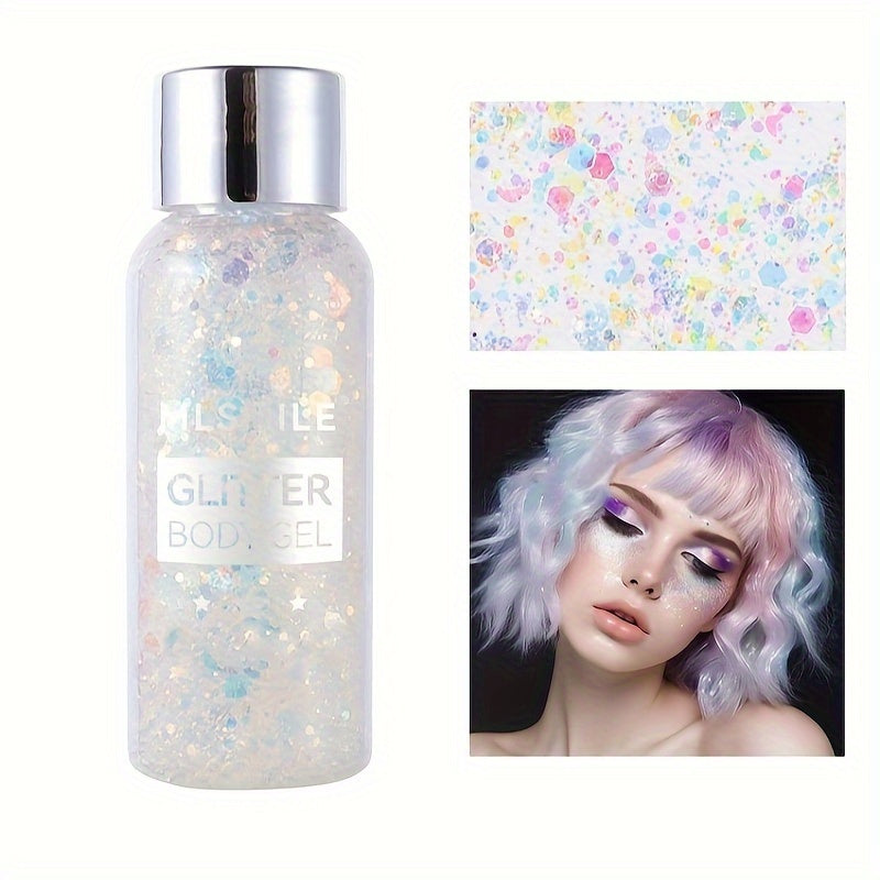 Mermaid Sequins Body Glitter Gel Long Lasting Glitter for Face Hair Eyeshadow