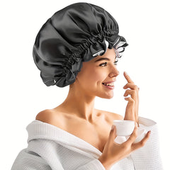 Solid Silk Satin Bonnet Elastic Night Cap for Women