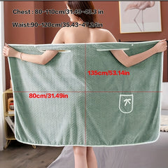 Women's Wearable Bath Towel with Pocket and Bow Detail