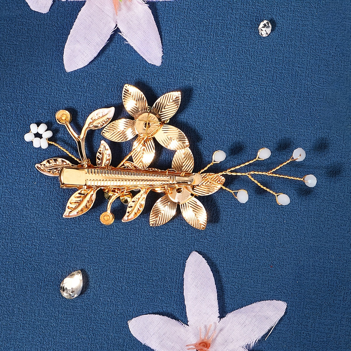 Bridal Flower Hair Clip Faux Pearl Wedding Hairpin Headpiece
