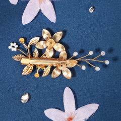 Bridal Flower Hair Clip Faux Pearl Wedding Hairpin Headpiece