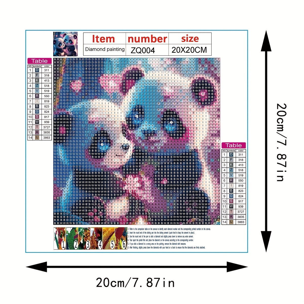DIY Cartoon Panda Diamond Painting 7x9 - Animal Art Home Gift