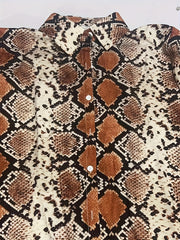 Snake Skin Print Button Up Long Sleeve Blouse
