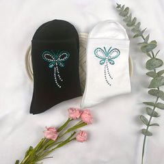 Butterfly Rhinestone Socks Crew Socks Women's Stockings