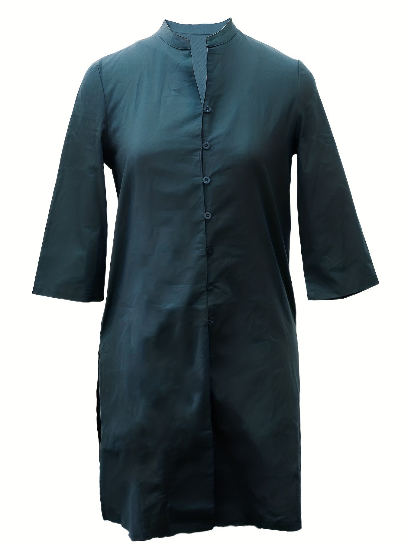 Vintage Solid V Neck Jacket Women's Clothing