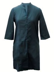 Vintage Solid V Neck Jacket Women's Clothing