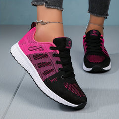 Women's Running Shoes Flying Woven Lace Up Sneakers