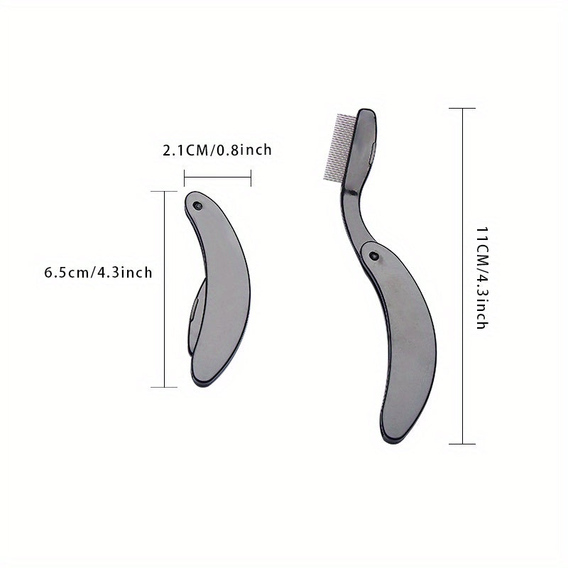 Portable Folding Eyelash Comb Stainless Steel Teeth Mini Metal Eyebrow Comb