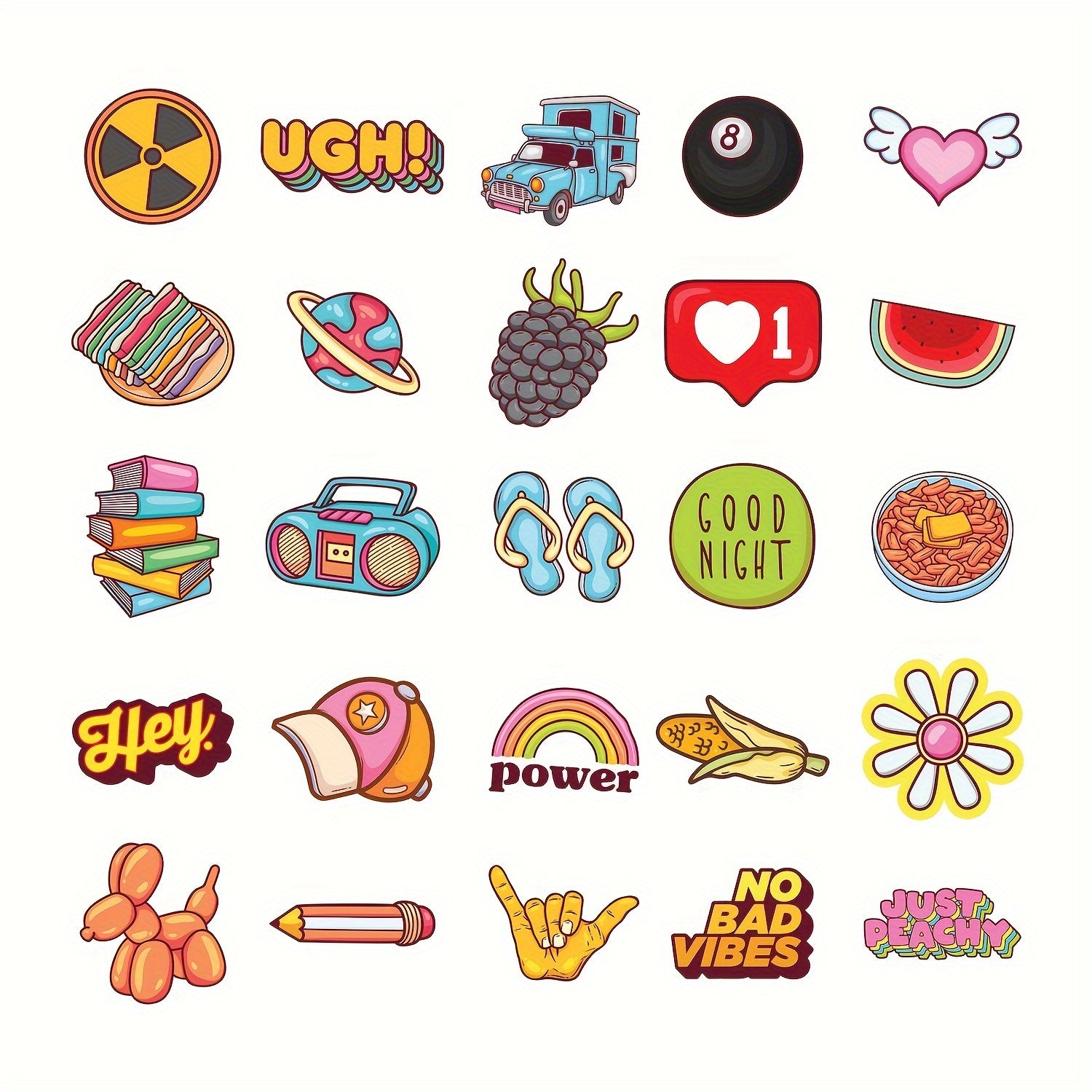 50pcs Water Bottles Laptop Skateboard Vinyl Stickers Waterproof
