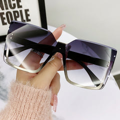 Vintage Oversized Square Sunglasses Women Rimless Shades Gradient Lens