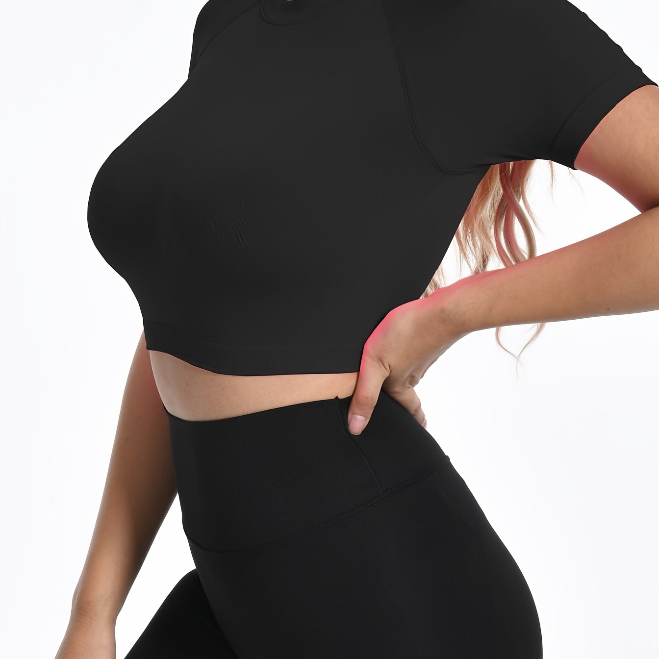 Seamless High Neck Yoga Short T-Shirt Crop Top High Stretch Women's Activewear