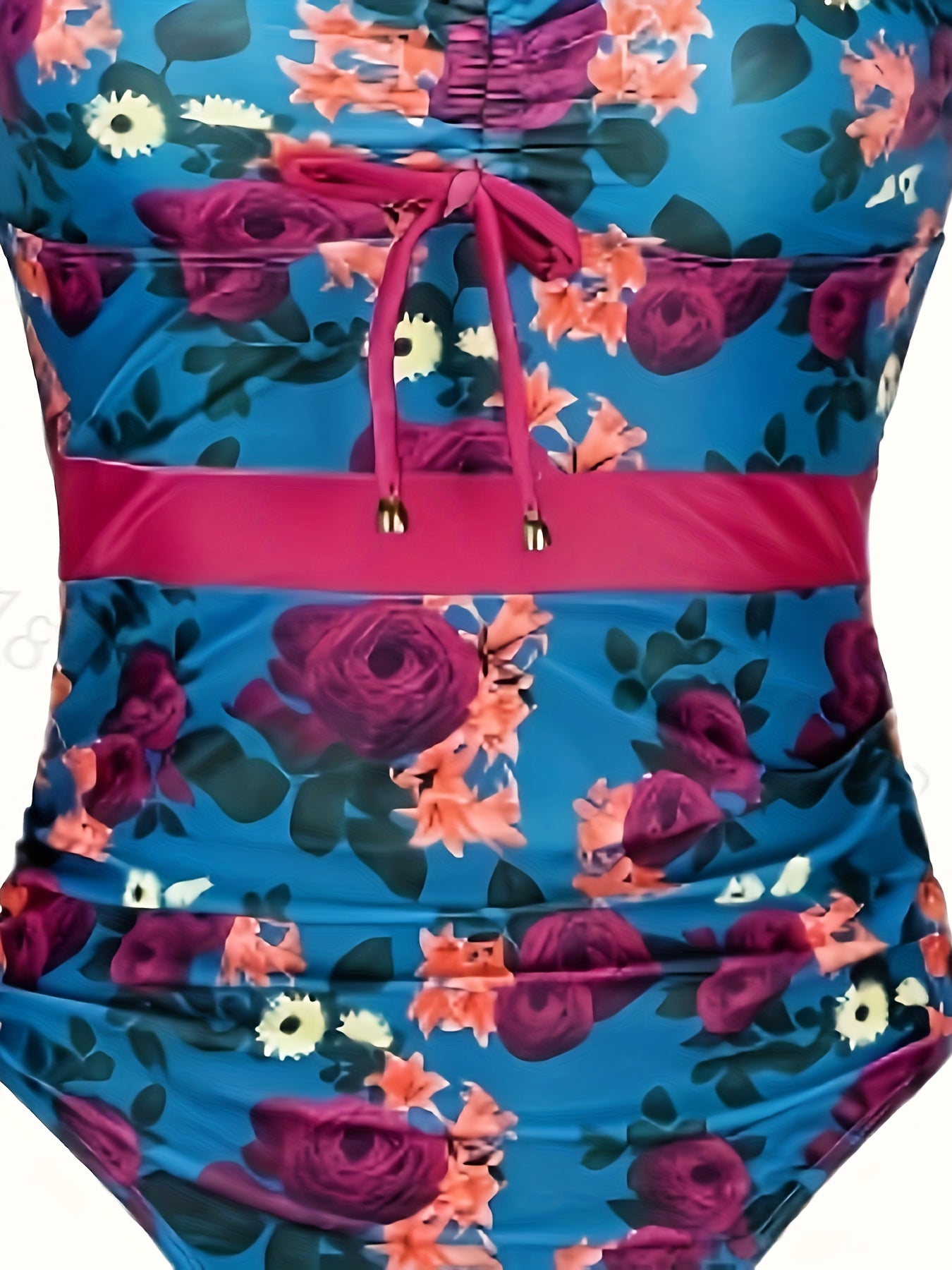 Women's Plus Floral Lace Tankini Set with Ruched Swimsuit & Cover Up