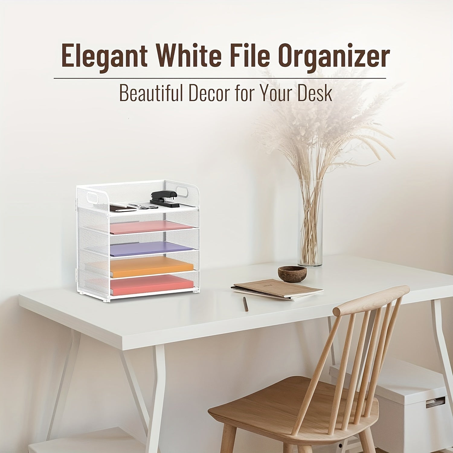 5-Layer Mesh Desktop File Organizer with Sliding Tray