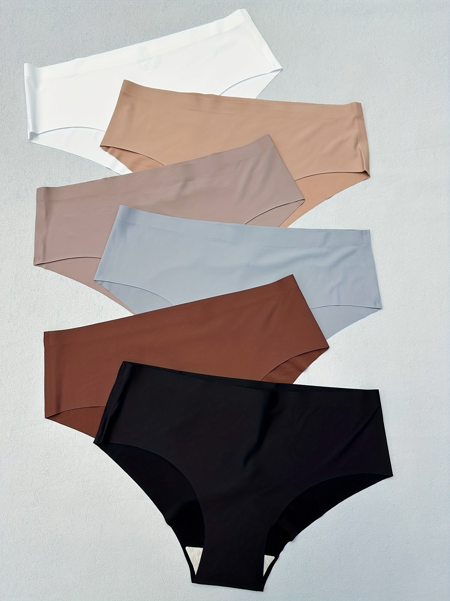 6pcs Seamless Solid Briefs Stretchy Intimates Panties Women's Lingerie