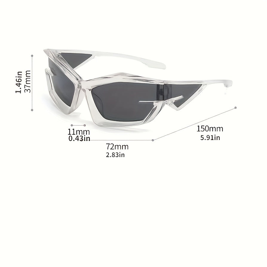 Y2K Wrap Around Sunglasses Futuristic Mirror Lens UV400
