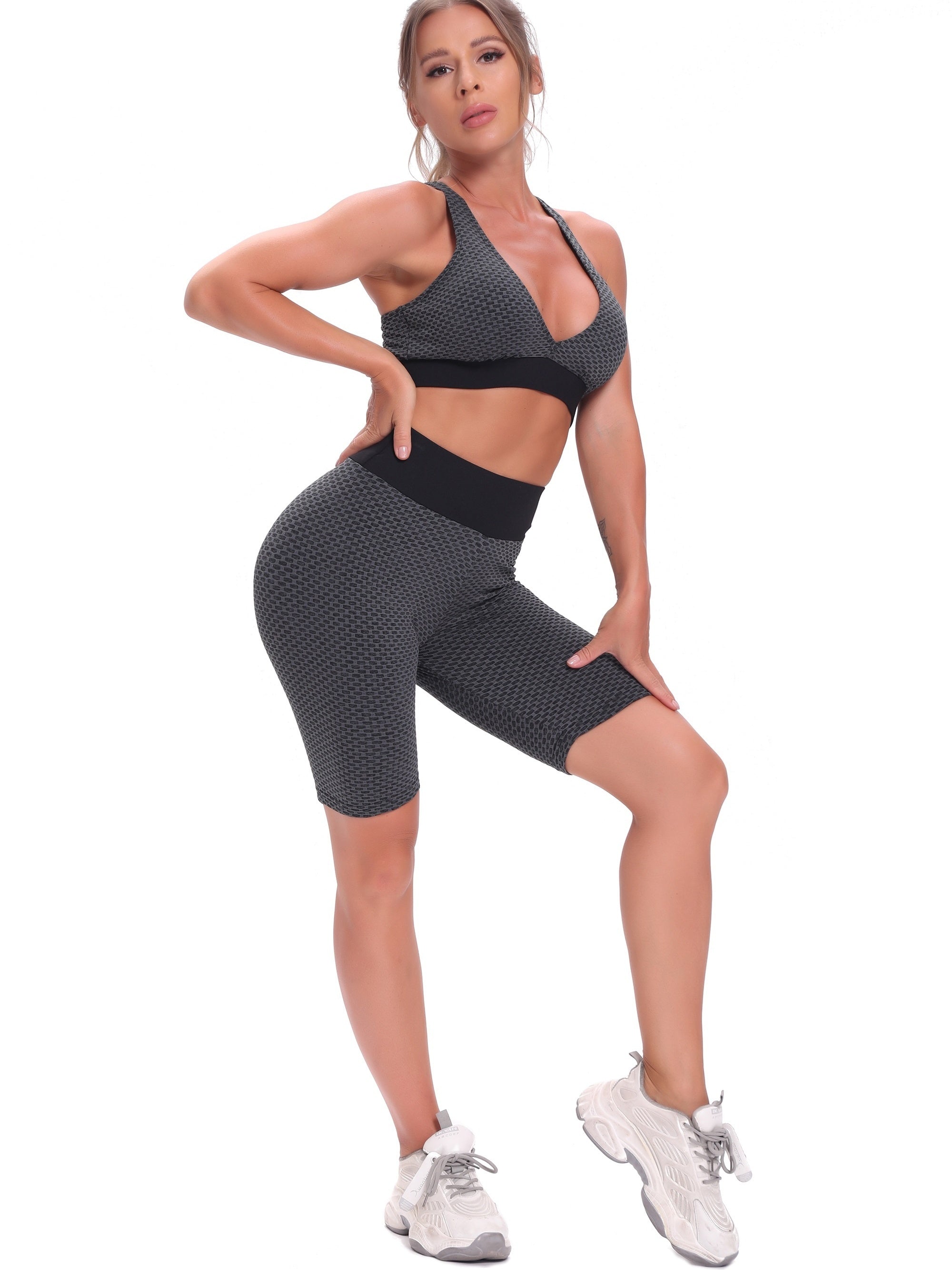 Bubble Jacquard Shorts High Waist Butt Lifting Yoga Shorts