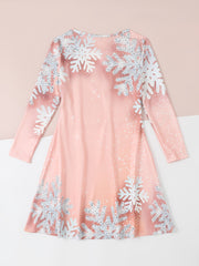 Snowman Graphic Long Sleeve Dress Girls Spring Fall Christmas Gift Party
